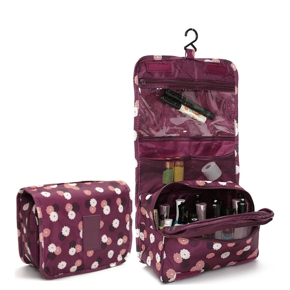 Travel toiletry cosmetic bag flowers